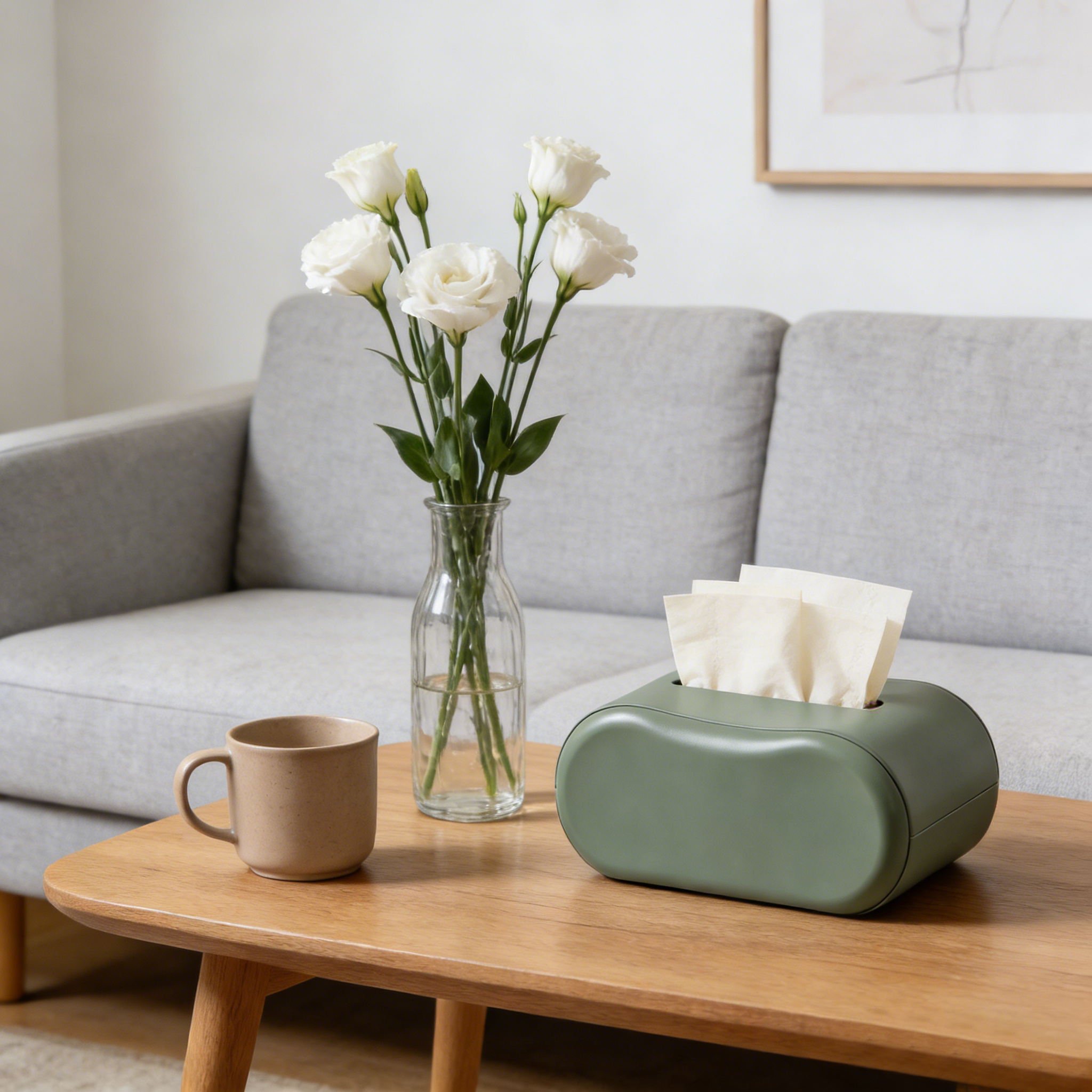 Olive Green Minimalist Tissue Box