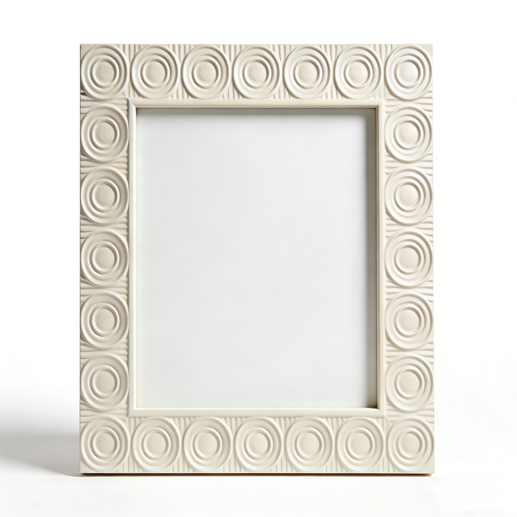 Retro Concentric Circle Relief White Photo Frame
