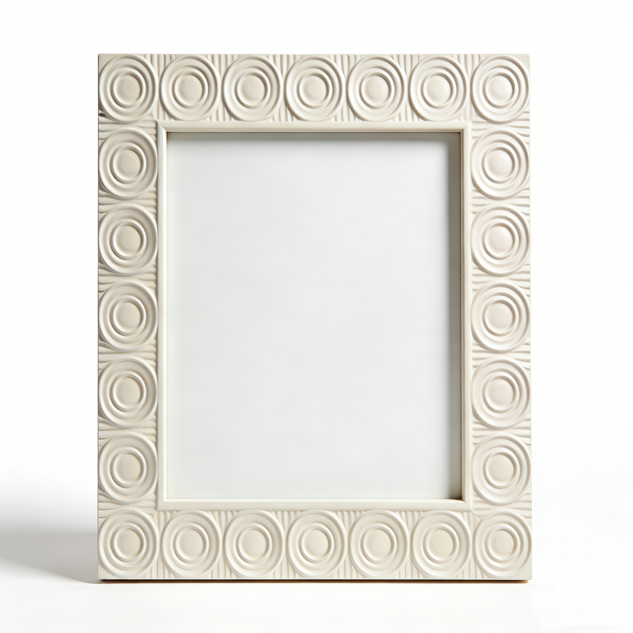 Retro Concentric Circle Relief White Photo Frame