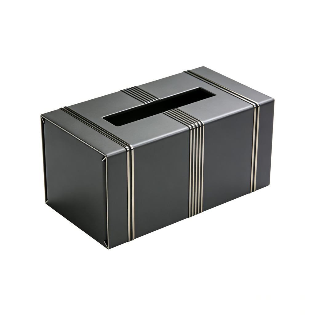 Black and Gold Striped Tissue Box