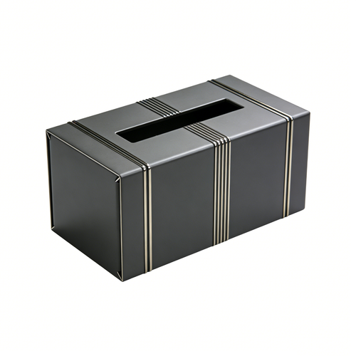 Black and Gold Striped Tissue Box